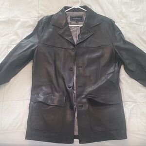 Murano Black Leather Trench Coat